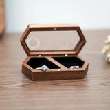 Wooden Clear Lid Jewelry Box Double Grid Display Case