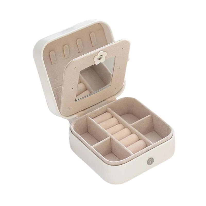 Jewelry Storage Box Case Leather Lints Ear Stud Bracelet Holder Organizer
