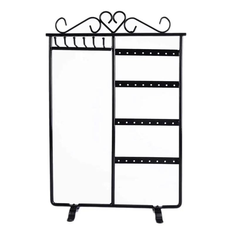 Metal Jewelry Organizer Stand 32 Holes 6 Hooks 4 Tiers Holder Showcase Home