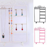 Metal Jewelry Organizer Stand 32 Holes 6 Hooks 4 Tiers Holder Showcase Home
