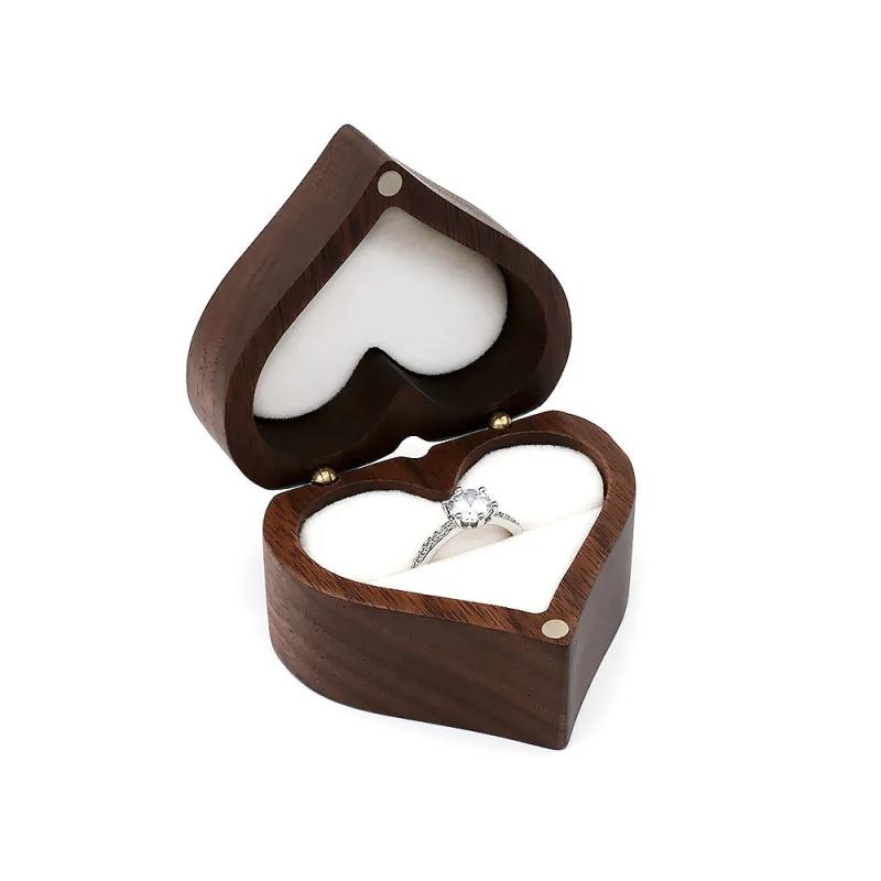 Heart-shaped Wooden Jewelry Box Wedding Display Jewelry Storage Organizer