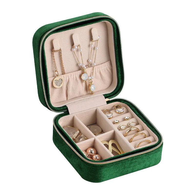 Flannelette Jewelry Box Travel Portable Double Layer Display Jewelry Storage