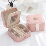 Leather Jewelry Storage Box Ring Case Drawer Organizer