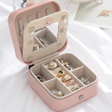 Leather Jewelry Storage Box Ring Case Drawer Organizer