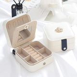 Leather Jewelry Storage Box Ring Case Drawer Organizer