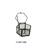 Glass Jewelry Storage Box with Copper Edge - Hexagonal Shape