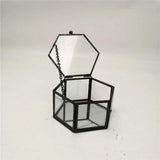 Glass Jewelry Storage Box with Copper Edge - Hexagonal Shape