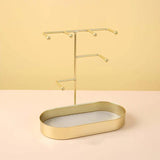 Jewelry Organizer Stand with Tray Hanging Holder Display Rack Key Storage Tray
