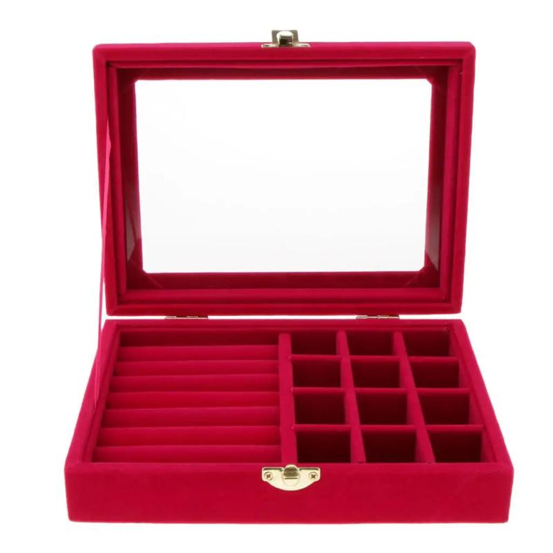 Travel Jewelry Display Case with Glass Lid