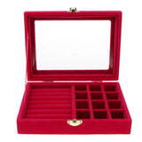 Travel Jewelry Display Case with Glass Lid