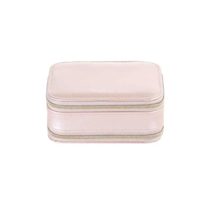 Leather Jewelry Box Double Zippers Storage Smooth Holder
