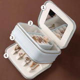 Leather Jewelry Box Double Zippers Storage Smooth Holder
