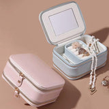 Leather Jewelry Box Double Zippers Storage Smooth Holder