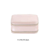 Leather Jewelry Box Double Zippers Storage Smooth Holder