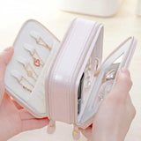 Leather Jewelry Box Double Zippers Storage Smooth Holder