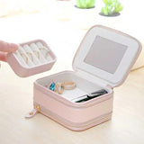 Leather Jewelry Box Double Zippers Storage Smooth Holder
