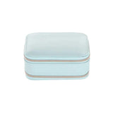 Leather Jewelry Box Double Zippers Storage Smooth Holder