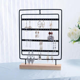 5-Layer Rotating Jewelry Holder with Wood Base