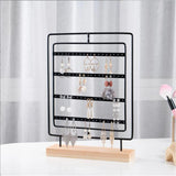 5-Layer Rotating Jewelry Holder with Wood Base