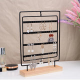 5-Layer Rotating Jewelry Holder with Wood Base