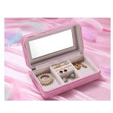 Jewelry Case Mirror Box Storage Organizer Travel Rings Earrings