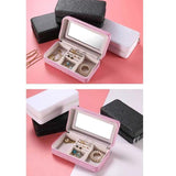 Jewelry Case Mirror Box Storage Organizer Travel Rings Earrings
