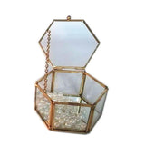 Glass Jewelry Storage Box Hexagonal Necklace Bracelet Display Case