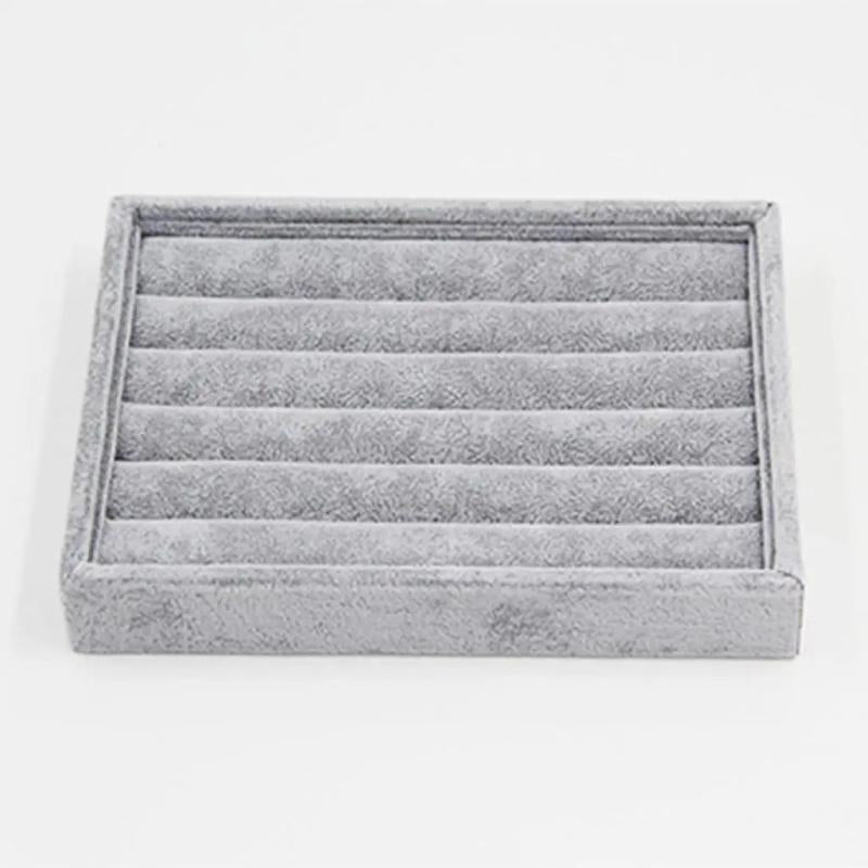 Gray Velvet Jewelry Display Tray for Rings