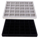 30 Compartments Velvet Jewelry Display Tray Holder