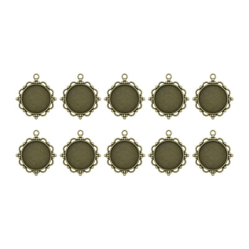 50Pcs Round Pendant Bases Holiday DIY Jewelry Making Findings