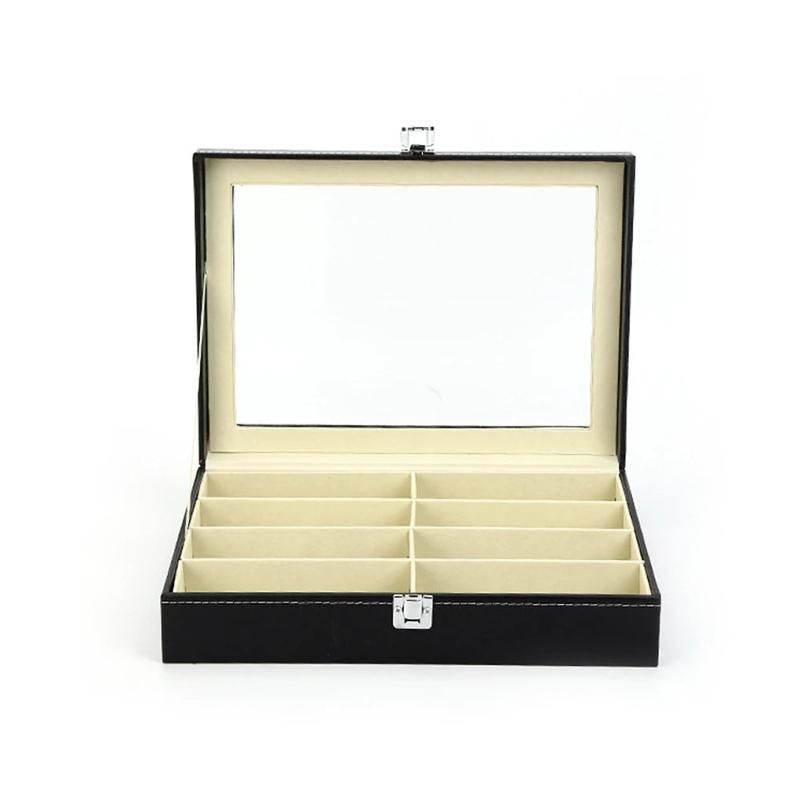 8 Slots PU Leather Eyewear Display Box Watch Organizer