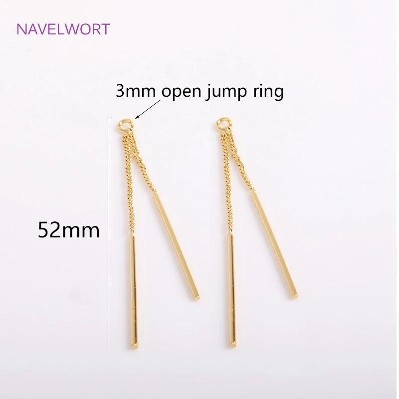 14K Plated Chain Tassel Charms, Brass Tassel Pendants