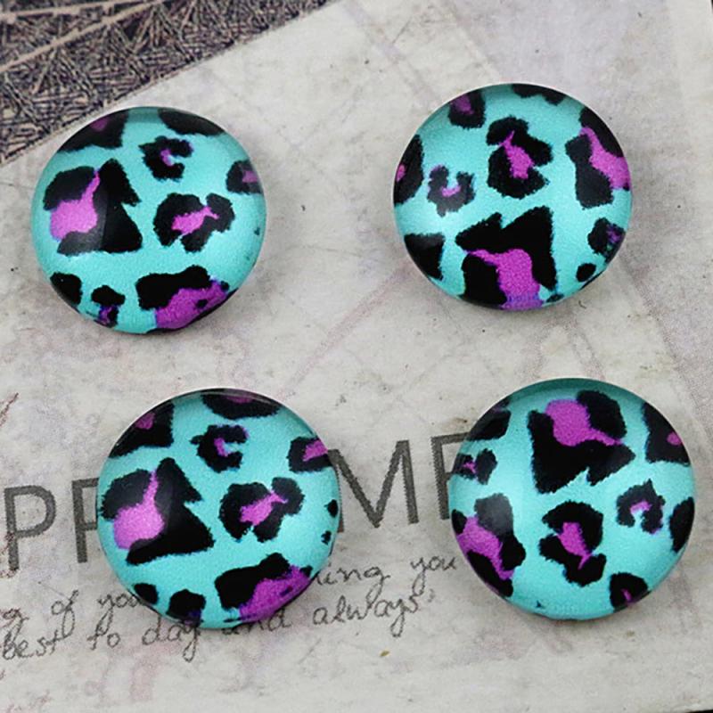 Purple Leopard Print Glass Cabochons 8mm 10mm 12mm