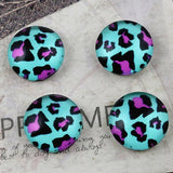 Purple Leopard Print Glass Cabochons 8mm 10mm 12mm