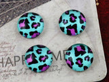 Purple Leopard Print Glass Cabochons 8mm 10mm 12mm