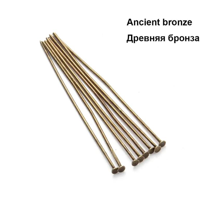 100pcs 40 50mm Flat Head Pins 0.7mm Plated Head Pins For Diy Jewelry Making
