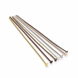100pcs 40 50mm Flat Head Pins 0.7mm Plated Head Pins For Diy Jewelry Making