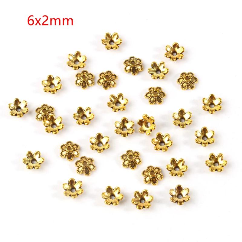 20PCS Tibetan Silver Leaf Flower Bead Caps for Jewelry Making DIY
