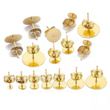 Stainless Steel Post Earring Studs Base Pins Lot for DIY Jewelry Making