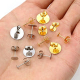 Stainless Steel Post Earring Studs Base Pins Lot for DIY Jewelry Making