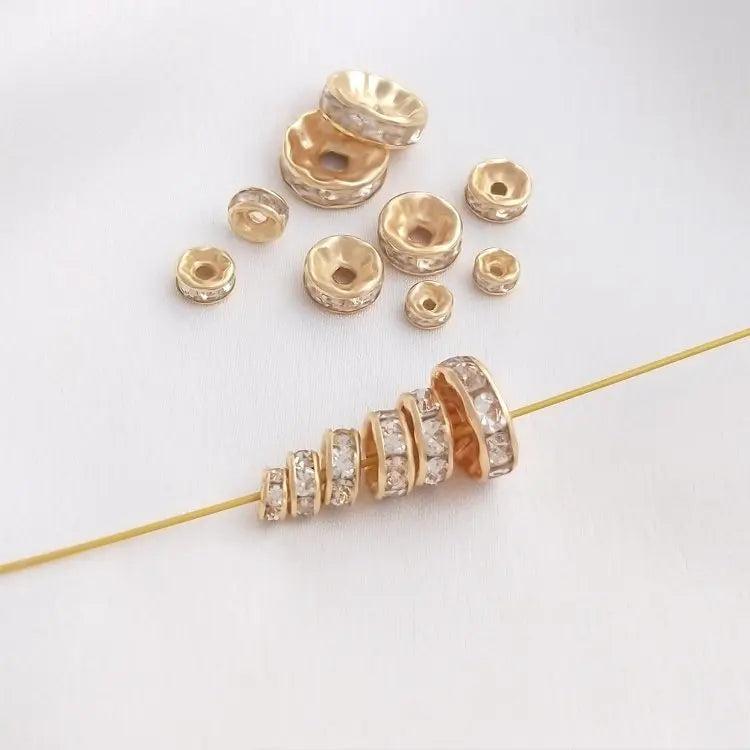 10PCS 14k Plated Beads Charms for DIY Jewelry Making Accessories