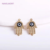 14K Plated Hamsa Hand Pendant with Evil Eye Charms