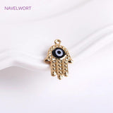 14K Plated Hamsa Hand Pendant with Evil Eye Charms