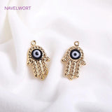 14K Plated Hamsa Hand Pendant with Evil Eye Charms