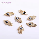 14K Plated Hamsa Hand Pendant with Evil Eye Charms