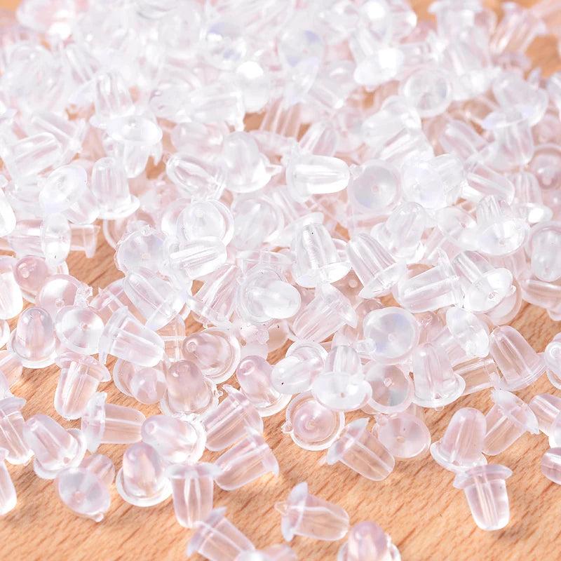 300Pcs Clear Plastic Earplug Backs Silicone Ear Cap for Earrings