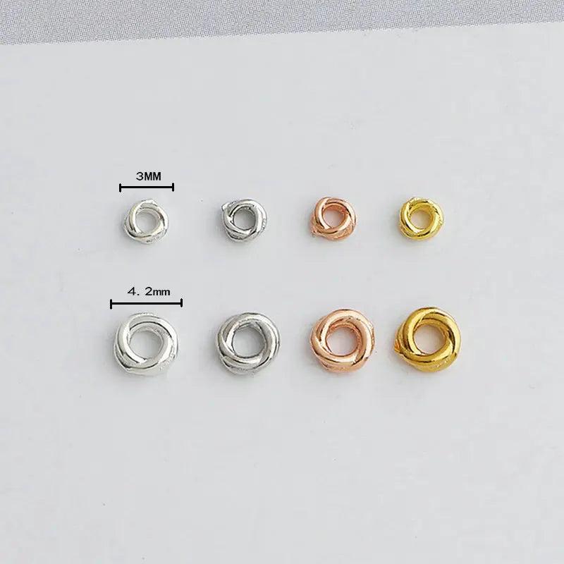 10pcs 925 Sterling Silver Twisted Circle Spacer Beads for DIY Bracelet Making