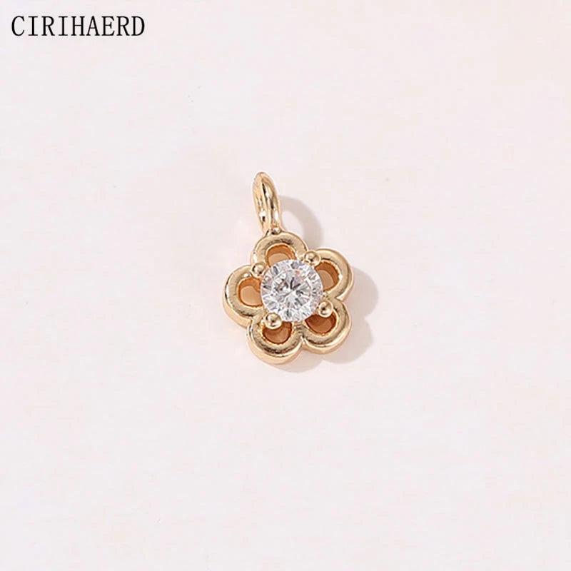 14K Plated Flower Pendant for Necklace Making Supplies