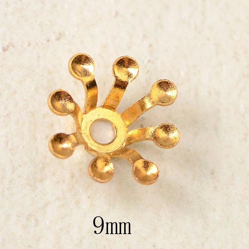 100 PCS KC Gold/ Silver Stamen Flowers Base Filigree Flowers Bead Caps Tray