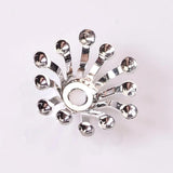 100 PCS KC Gold/ Silver Stamen Flowers Base Filigree Flowers Bead Caps Tray